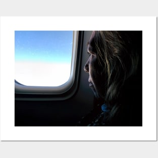 Woman Looking out the Airplane's Window Posters and Art